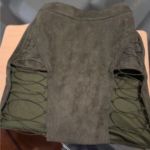 Fashion Nova Olive Green Lace-Up Skirt